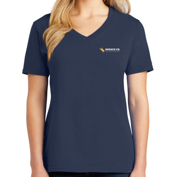 Printed Crest - Ladies Core Cotton V-Neck Tee Thumbnail